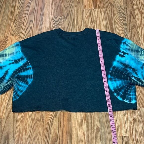 Victoria’s Secret Pink Tie Dye Crop Pullover, Grey, Teal, long sleeve, Large - Picture 5 of 5
